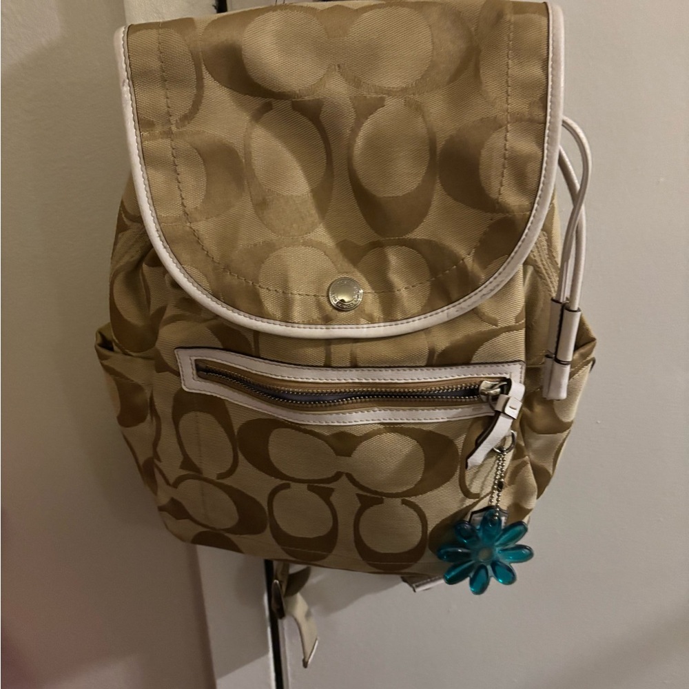 Coach Tan and Cream Backpack